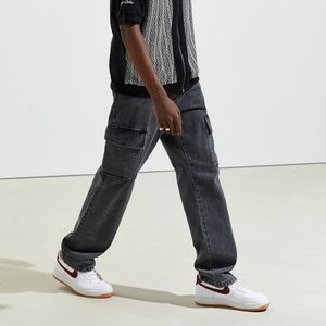 NWT $170 LAB101 Stonewash Cargo Jeans in Black sz 34